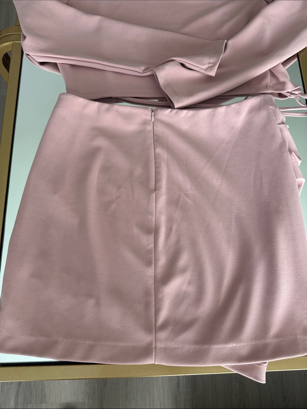 Zara Two-Piece Pink Crop Top & Skirt Set Top M and Skirt XL - Picture 4 of 7